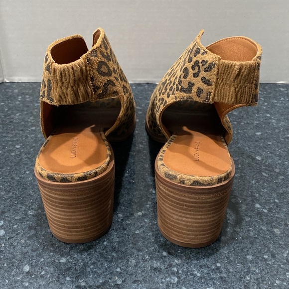 Lucky Brand “Terif” animal print : Leopard Leather Slingback Peep Toe Shoe NWOT! - Picture 11 of 12